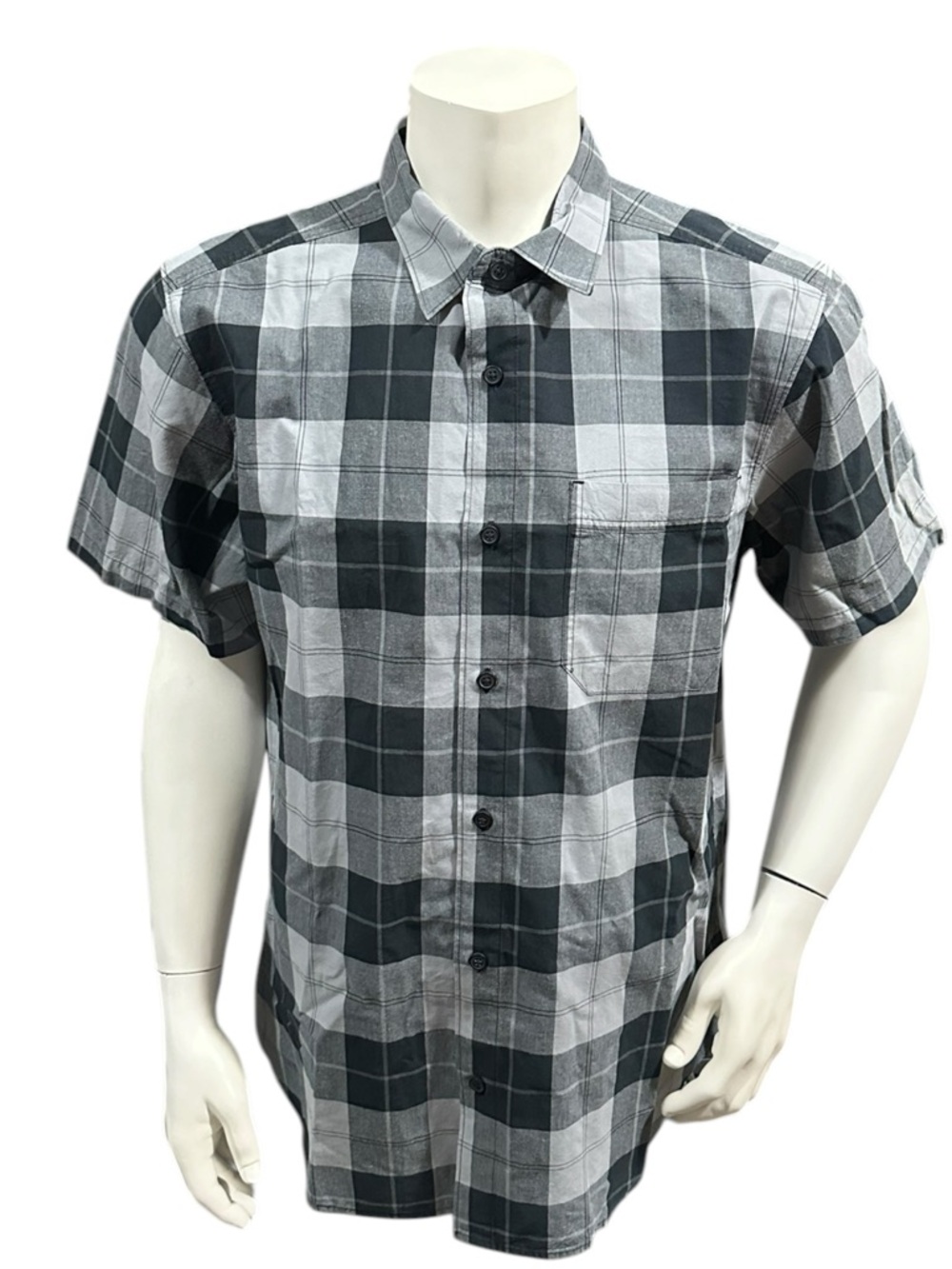 Columbia Men’s Button Up Shirt Gray Black Colorblock Pockets L